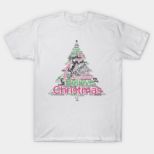 Christmas tree word cloud design T-Shirt